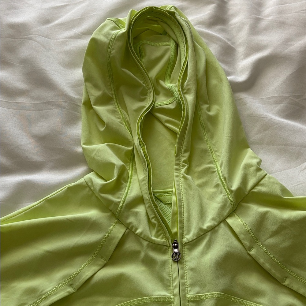 Lululemon Neon Yellow Quarter Zip Hooded Pullover Running Jacket - Picture 7 of 15